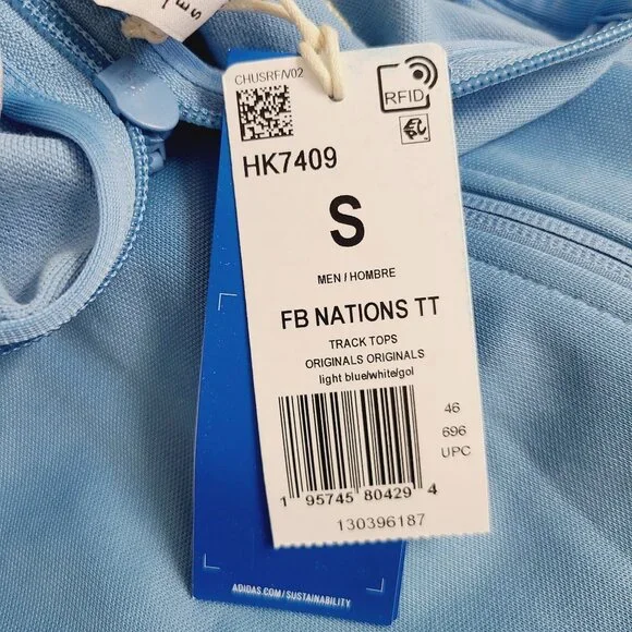 Adidas Beckenbauer FB Nations Track Jacket HK7409 Size S Blue